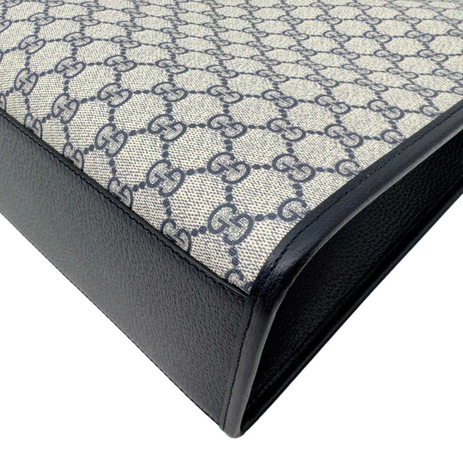 GUCCI Interlocking G Medium GG Supreme Canvas Tote Bag Navy Blue 67414