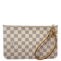 LOUIS VUITTON Neverfull Damier Azur Pochette Wristlet White