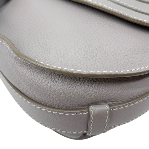 CHLOE Marcie Medium Pebbled Leather Saddle Crossbody Bag Grey