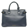 BURBERRY Banner Medium Calfskin House Check Tote Bag Navy Blue
