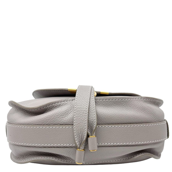 CHLOE Marcie Medium Pebbled Leather Saddle Crossbody Bag Grey