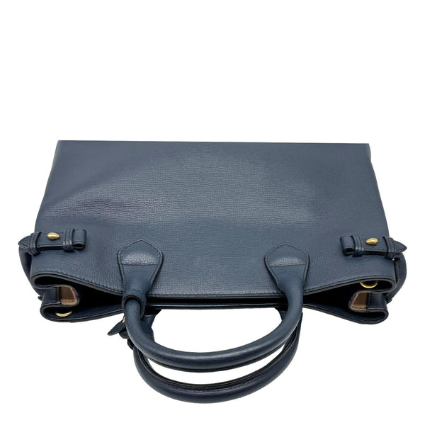 BURBERRY Banner Medium Calfskin House Check Tote Bag Navy Blue