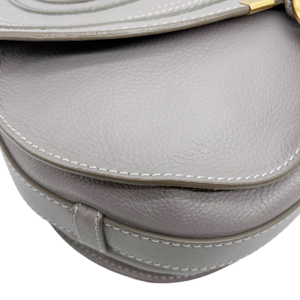 CHLOE Marcie Medium Pebbled Leather Saddle Crossbody Bag Grey