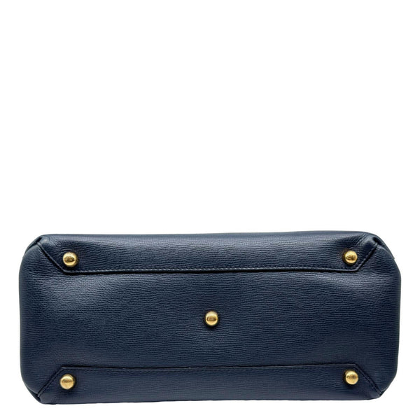 BURBERRY Banner Medium Calfskin House Check Tote Bag Navy Blue