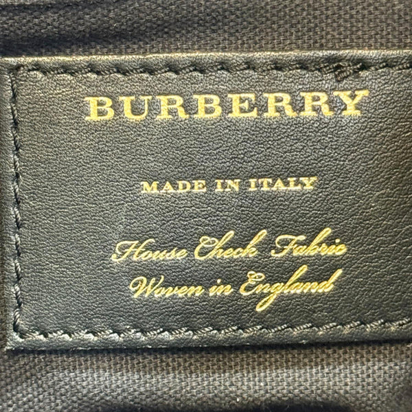 BURBERRY Banner Medium Calfskin House Check Tote Bag Navy Blue