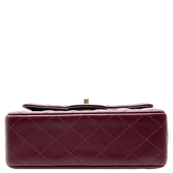 CHANEL Classic Rectangular Flap Mini Quilted Leather Top Handle Crossbody Bag Burgundy