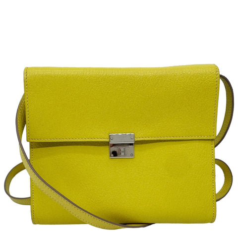 HERMES Clic 16 Epsom Leather Wallet On Strap Yellow