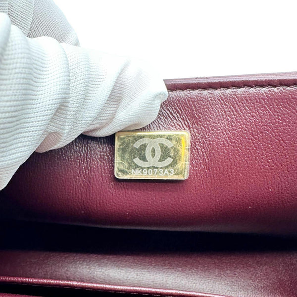 CHANEL Classic Rectangular Flap Mini Quilted Leather Top Handle Crossbody Bag Burgundy