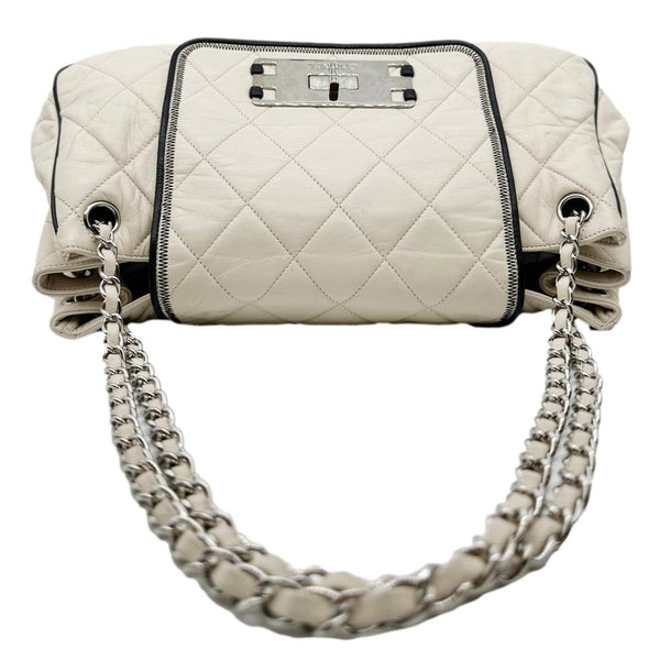 CHANEL Reissue East West Accordion Flap Quilted Calfskin Leather Shoulder Bag Ivory