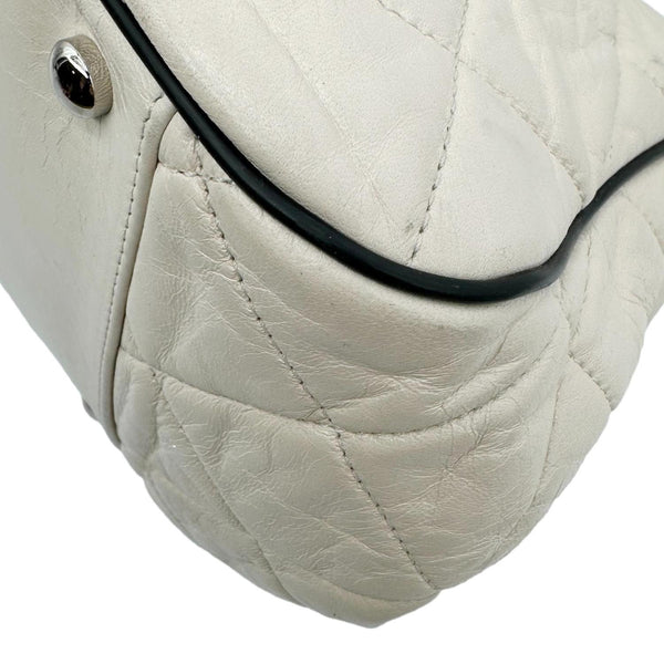 CHANEL Reissue East West Accordion Flap Quilted Calfskin Leather Shoulder Bag Ivory