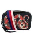 Gucci Sylvie Web Small Kingsnake Print Grained Calfskin Leather Camera Bag Black 453565