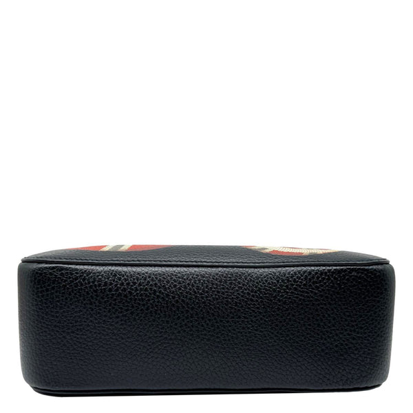 Gucci Sylvie Web Small Kingsnake Print Grained Calfskin Leather Camera Bag Black 453565