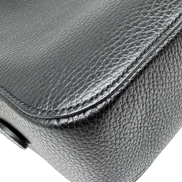 Gucci Sylvie Web Small Kingsnake Print Grained Calfskin Leather Camera Bag Black 453565