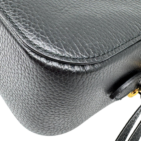 Gucci Sylvie Web Small Kingsnake Print Grained Calfskin Leather Camera Bag Black 453565