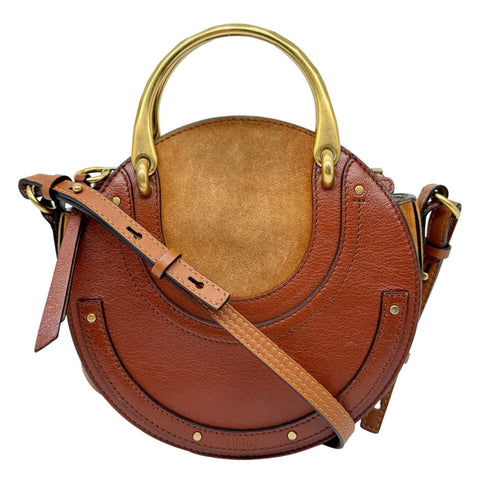 CHLOE Pixie Small Calfskin Suede Leather Crossbody Bag Brown