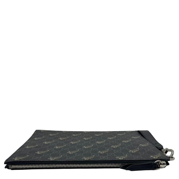 GUCCI Tiger Print GG Supreme Canvas Clutch Bag Black 575136