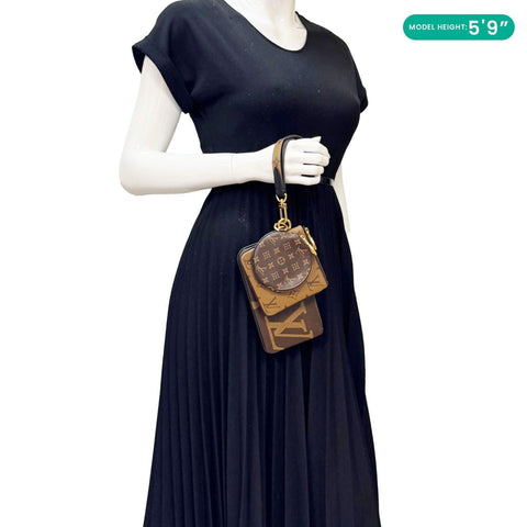 LOUIS VUITTON Monogram Reverse Canvas Trio Pouch Bag Brown