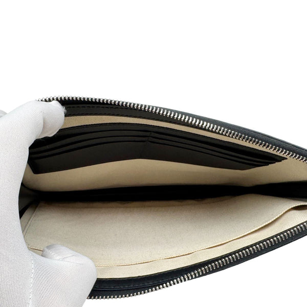GUCCI Tiger Print GG Supreme Canvas Clutch Bag Black 575136