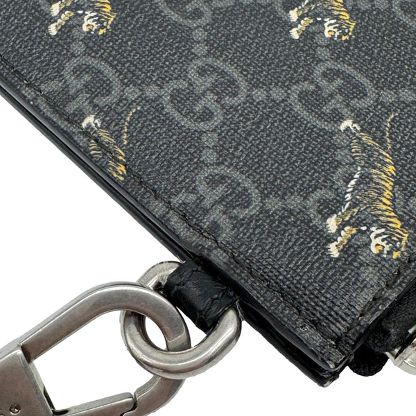 GUCCI Tiger Print GG Supreme Canvas Clutch Bag Black 575136