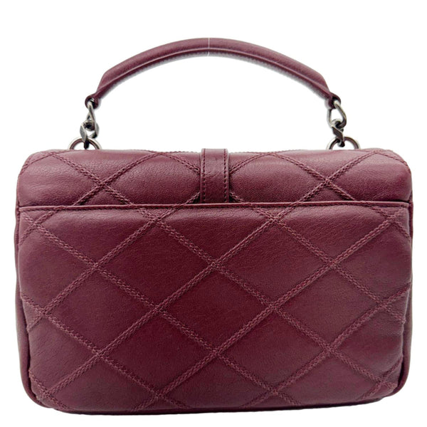 YVES SAINT LAURENT College Medium Diamond Quilted Leather Crossbody Bag Bordeaux