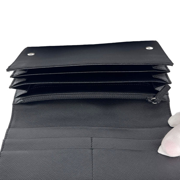 PRADA Continental Flap Tessuto Nylon Wallet Black