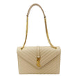 YVES SAINT LAURENT Envelope Large Grained Chain Crossbody Bag Beige