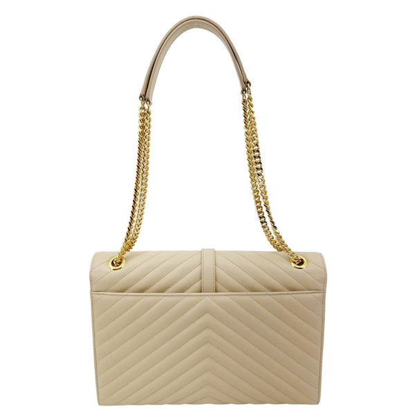 YVES SAINT LAURENT Envelope Large Grained Chain Crossbody Bag Beige