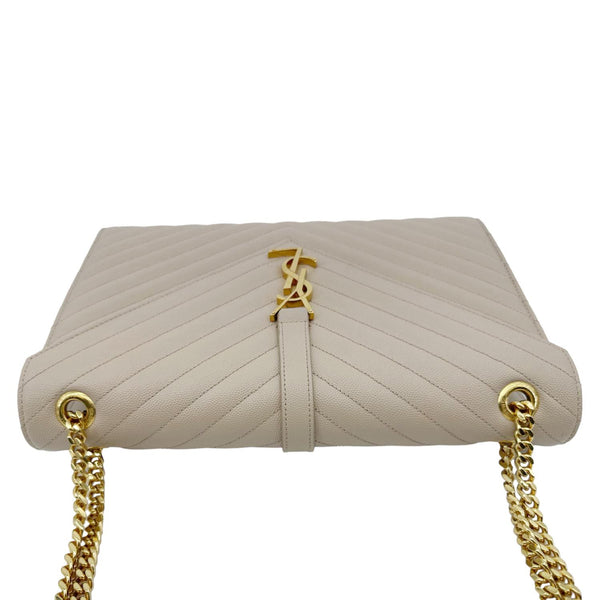 YVES SAINT LAURENT Envelope Large Grained Chain Crossbody Bag Beige