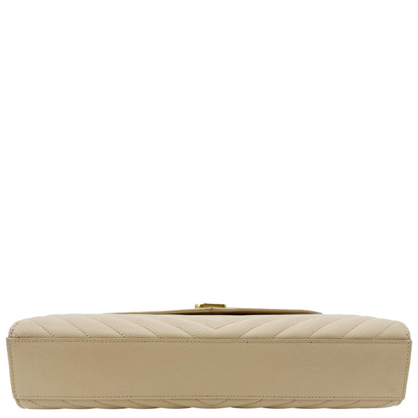 YVES SAINT LAURENT Envelope Large Grained Chain Crossbody Bag Beige