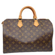 LOUIS VUITTON Speedy 35 Monogram Canvas Satchel Bag Brown