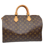 LOUIS VUITTON Speedy 35 Monogram Canvas Satchel Bag Brown
