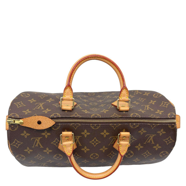 LOUIS VUITTON Speedy 35 Monogram Canvas Satchel Bag Brown