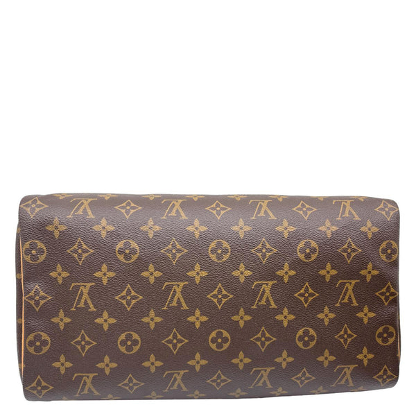 LOUIS VUITTON Speedy 35 Monogram Canvas Satchel Bag Brown
