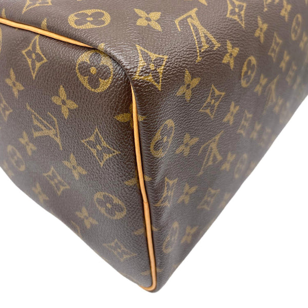 LOUIS VUITTON Speedy 35 Monogram Canvas Satchel Bag Brown