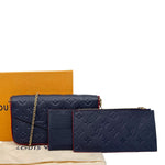 LOUIS VUITTON Felicie Pochette Monogram Empreinte Crossbody Bag Navy Blue