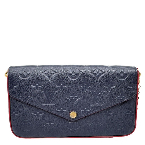 LOUIS VUITTON Felicie Pochette Monogram Empreinte Crossbody Bag Navy Blue