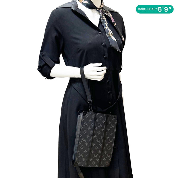 LOUIS VUITTON Trunk Pochette Monogram Eclipse Canvas Wristlet Black