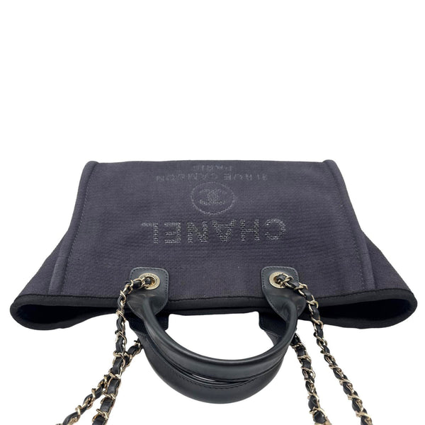 CHANEL Deauville Small Mixed Fibers Tote Bag Navy Blue