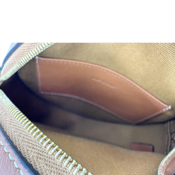 CELINE Triomphe Canvas Round Purse On Strap Crossbody Bag White