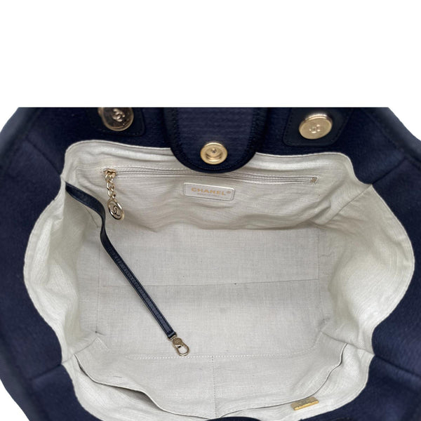 CHANEL Deauville Small Mixed Fibers Tote Bag Navy Blue