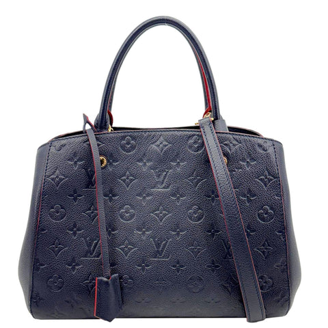 LOUIS VUITTON Montaigne MM Monogram Empreinte Shoulder Bag Navy Blue