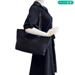 CHANEL Deauville Small Mixed Fibers Tote Bag Navy Blue