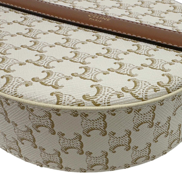 CELINE Triomphe Canvas Round Purse On Strap Crossbody Bag White