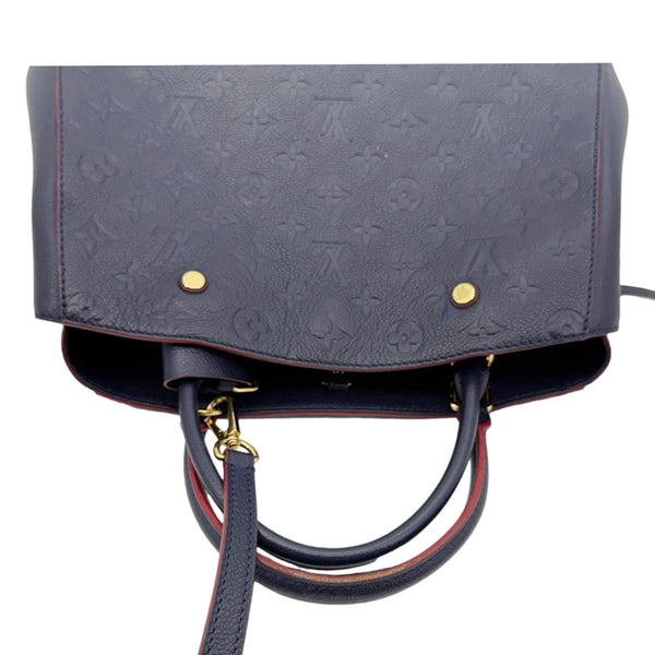 LOUIS VUITTON Montaigne MM Monogram Empreinte Shoulder Bag Navy Blue