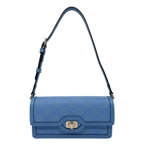 GUCCI Luce Mini GG Monogram Canvas Shoulder Bag Blue 790038