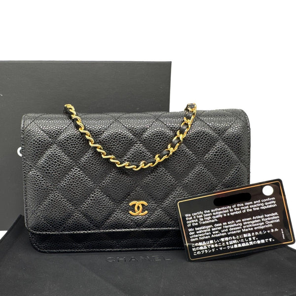 CHANEL WOC Quilted Caviar Leather Wallet On Chain Black
