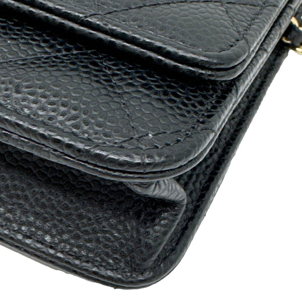 CHANEL WOC Quilted Caviar Leather Wallet On Chain Black