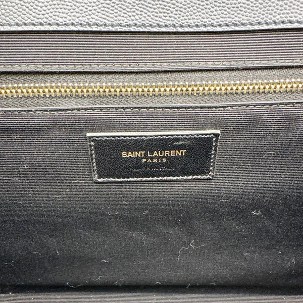 YVES SAINT LAURENT Envelope Grained Chevron Leather Wallet On Chain Navy Blue