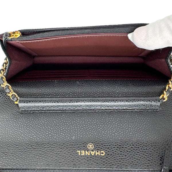 CHANEL WOC Quilted Caviar Leather Wallet On Chain Black