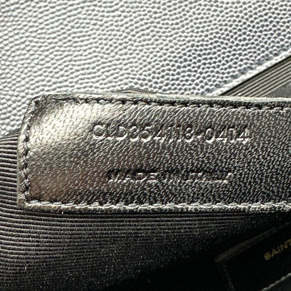 YVES SAINT LAURENT Envelope Grained Chevron Leather Wallet On Chain Navy Blue